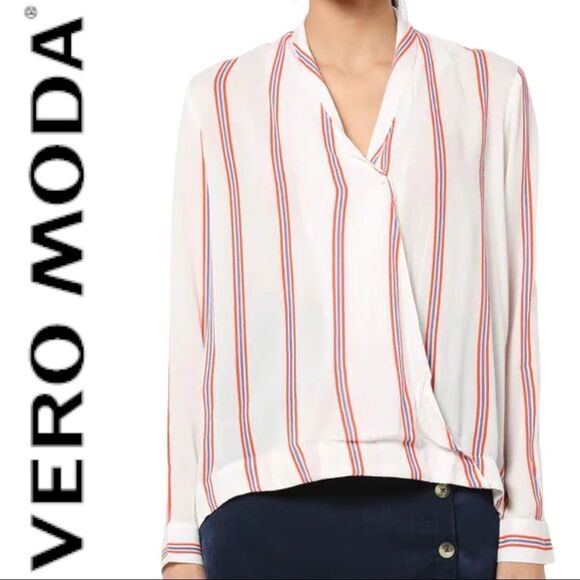 Vero Moda StripedHanna Shirt or Blouse Red White & Blue Size Large New With Tag  - Picture 11 of 11